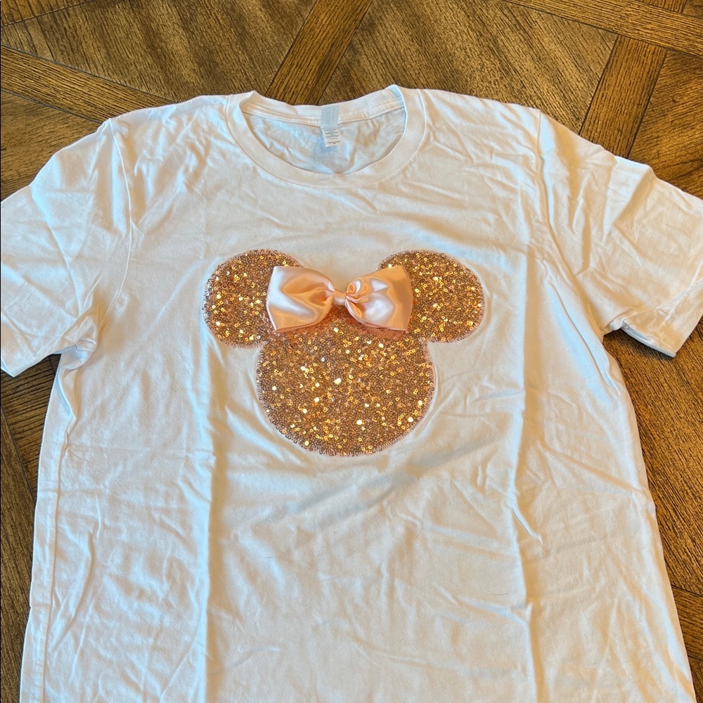 Bella Canvas Women's Short Sleeve Tee - White with Rose Gold GlitterMouse Design